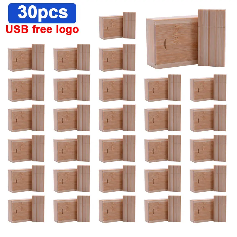 

30pcs/lot Wooden usb with box USB Flash Drive Pendrive 64GB 32GB 16GB 8GB 4GB for wedding gifts