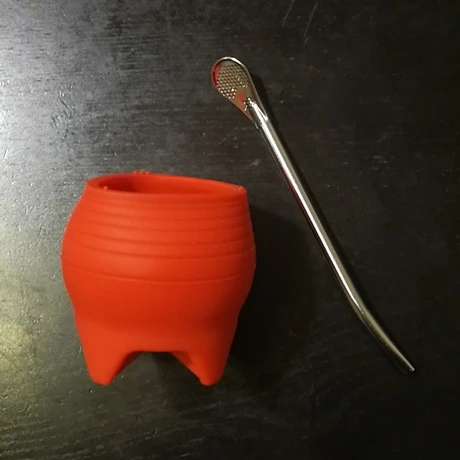 Красный 30 шт./лот, 7 унций, силиконовая чашка Yerba mate, ложка, соломенная чайная кружка, модный портативный дорожный стакан, не разбитая посуда для напитков, 200 мл - Цвет: Красный