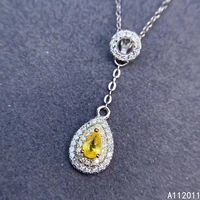 kjjeaxcmy fine jewelry 925 sterling silver inlaid natural yellow sapphire female miss girl woman new pendant necklace classic