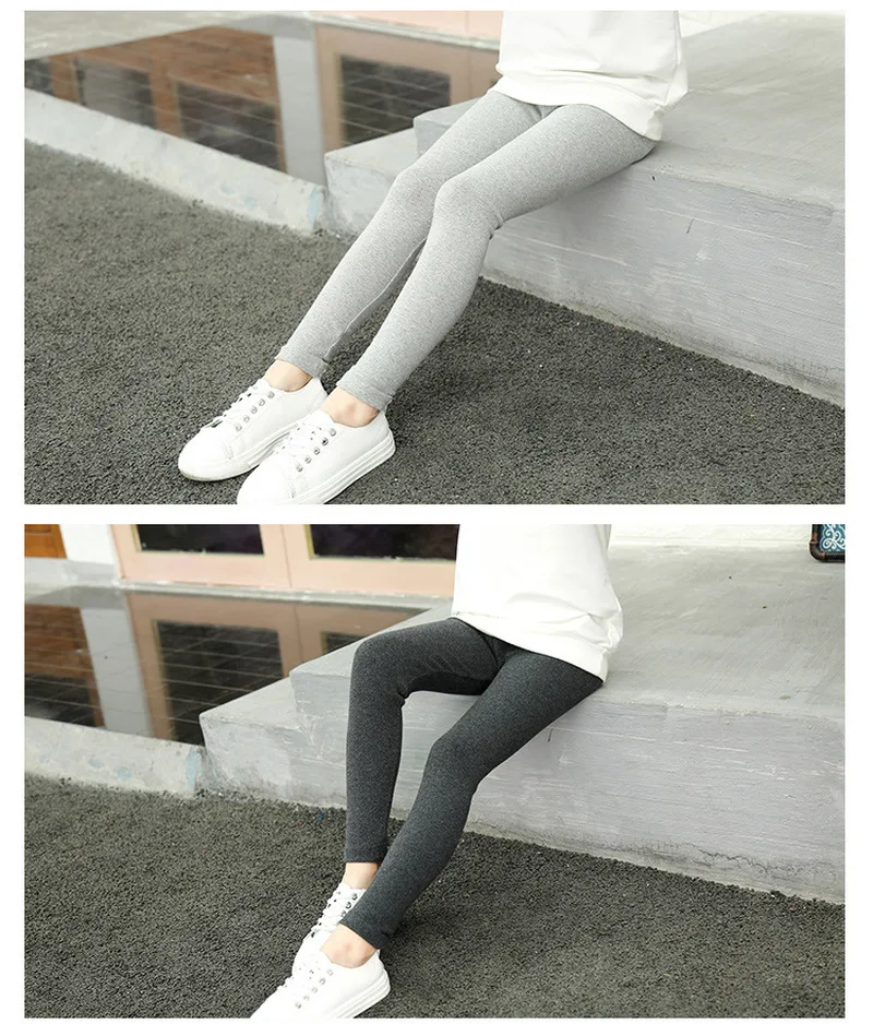 Детские узкие брюки карандаш для девочек осенние черные леггинсы Зимние теплые