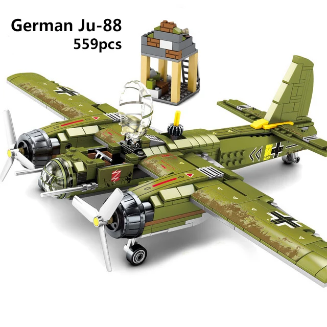 WW2 самолет совместимый с Legoed немецкий JU 88 BF 109 истребитель советская TU 2