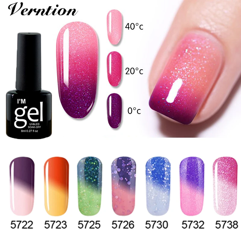 Verntion Temperature Change UV Gel Lacquer Nail Polish Manicure Thermo Art Mood Color Hybrid Varnish | Красота и здоровье