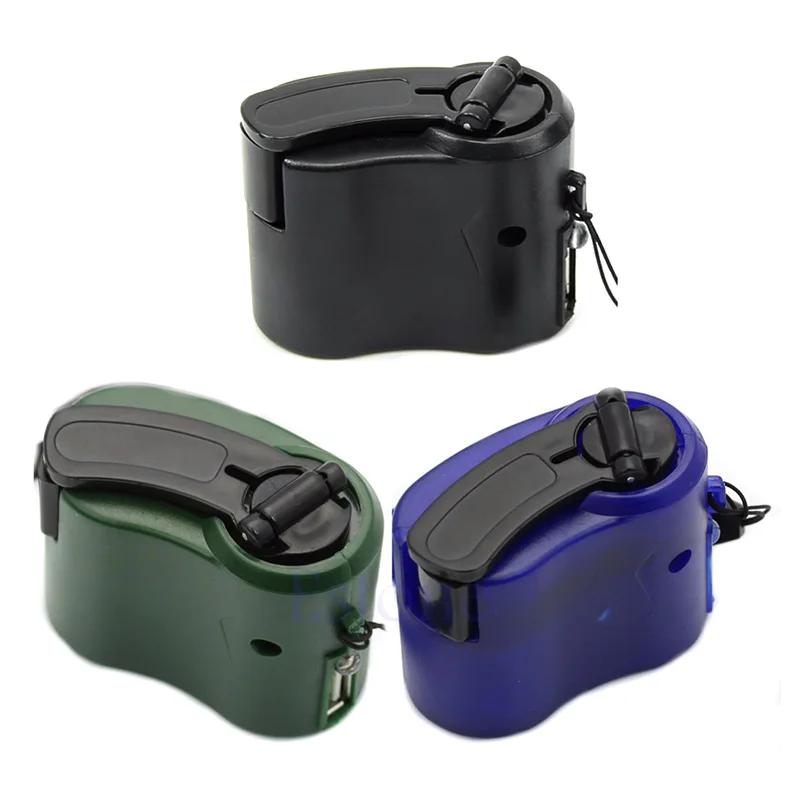 2021 new 1pc mobile phone usb cell phone charger emergency charger portable mini size hand power hand crank battery tools free global shipping