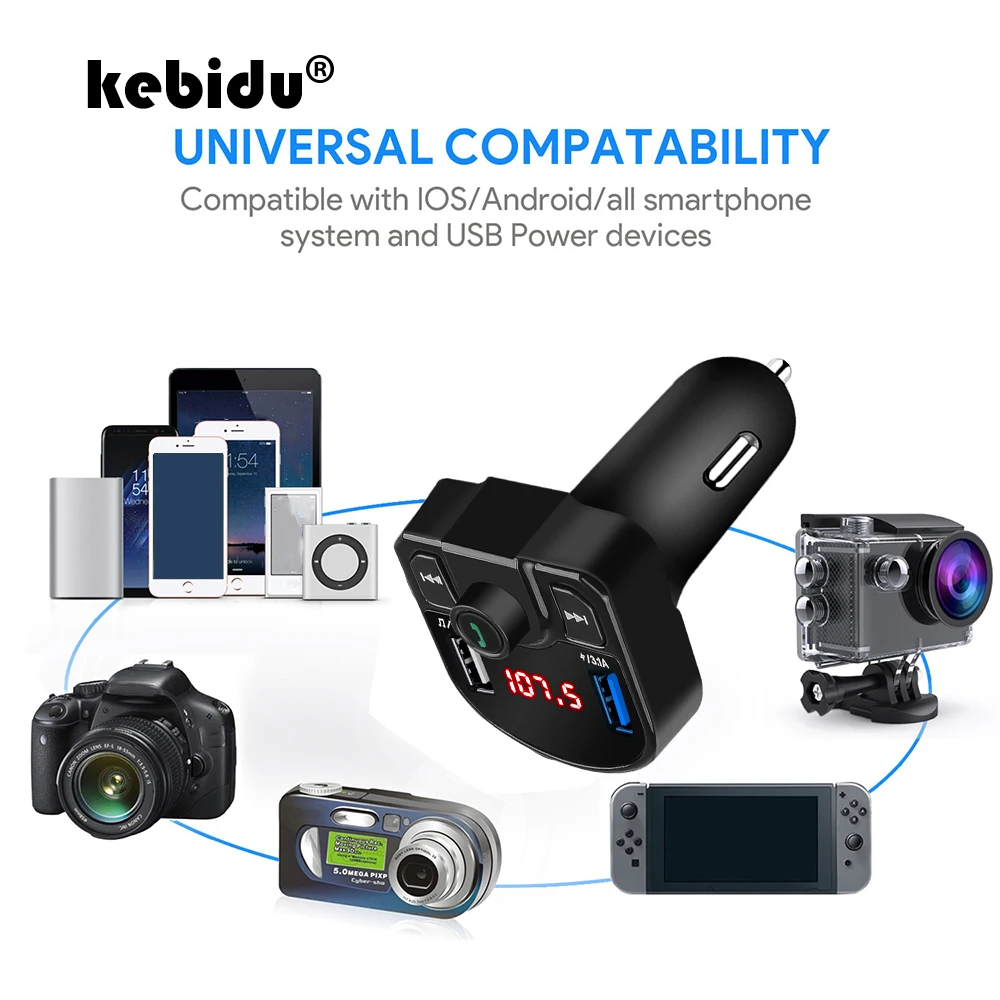 Kebidu с двумя портами USB Зарядное устройство 3.1A автомобильные аксессуары громкой