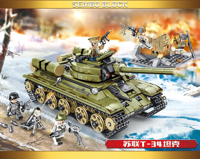 Второй мировой войны, T-34, средний танк, батикс, военный строительный блок, мировая война, армейские силы, фигурки, модель, игрушки для подарков