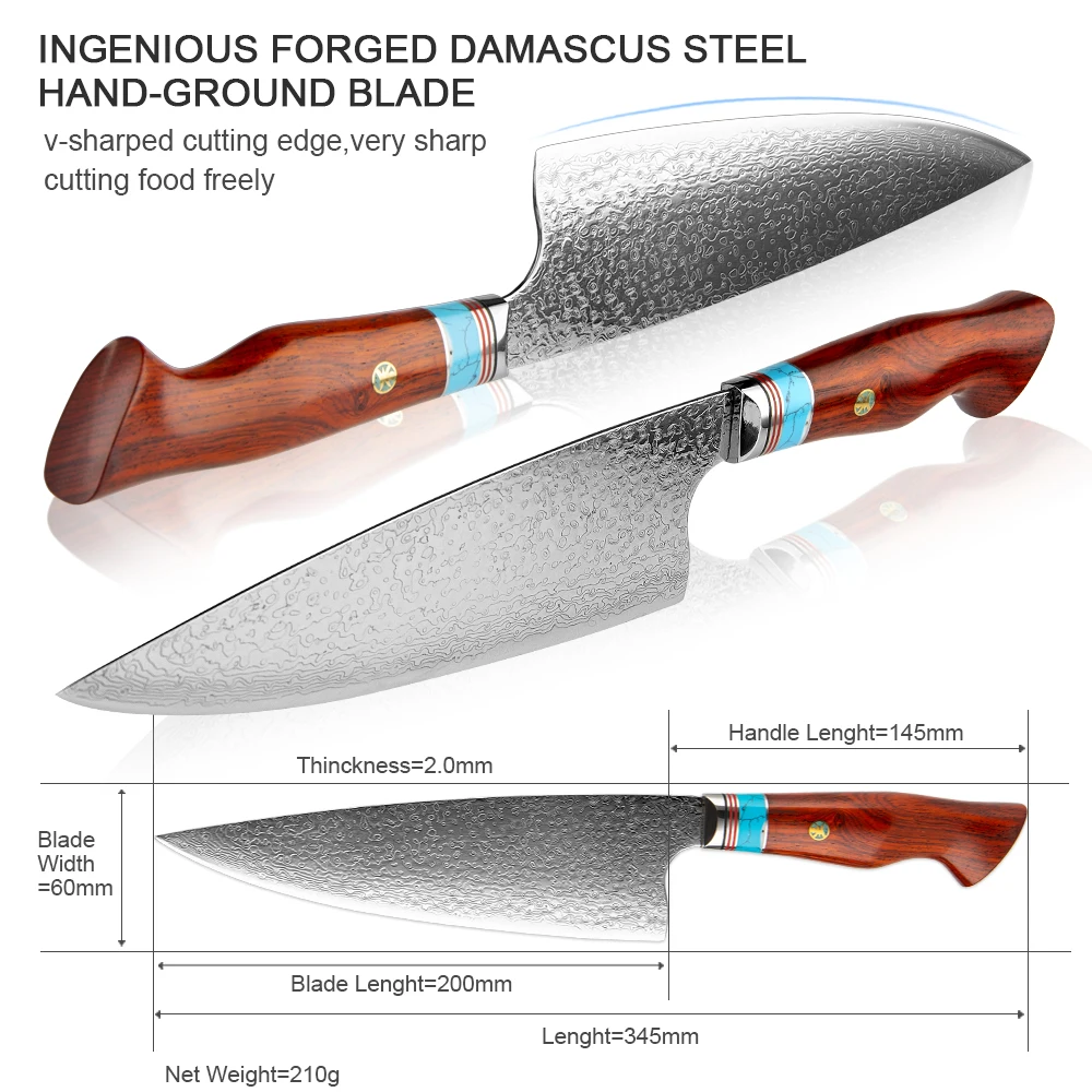 XITUO Damascus Butcher Knives Sharp professional Chef knife Cleaver VG10 Steel Kitchen Utility Cooking tools | Дом и сад