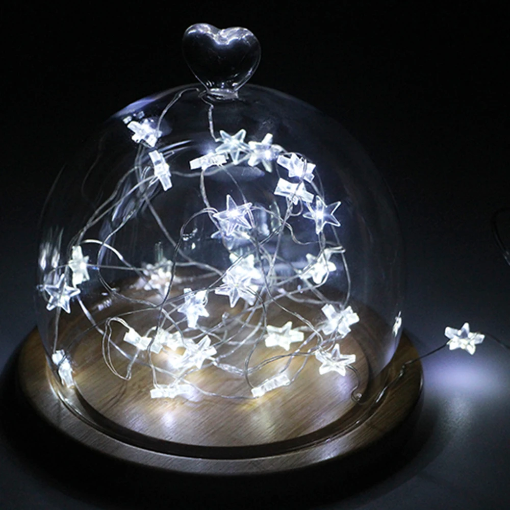 5 м/10 м led starry fairy светильник Рождественский светильник светодиодной батареей гирлянда на медной проволоке со звездами светильник для свадьбы/вечерние украшения