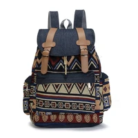 vintage fashion travel cotton canvas backpack bags bohemian striped small backpacks bag women free dropping shipping