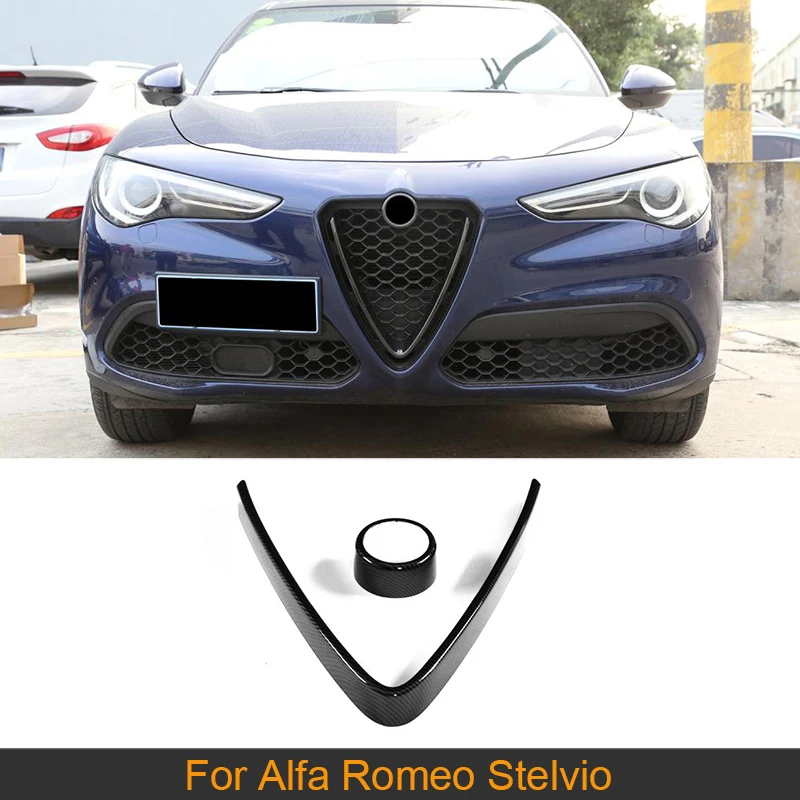 Copertura della struttura a V delle griglie della testa dell'automobile della fibra del carbonio per la copertura della decorazione della disposizione della griglia anteriore dell'automobile di Alfa Romeo Stelvio