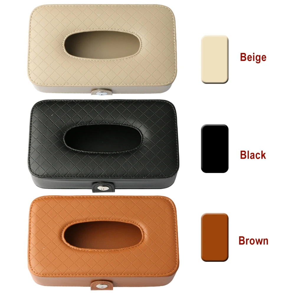 

New Car Tissue Storage Box Holder Case PU Leather Napkin Paper Container Auto Interior Accessories for Sun Visor