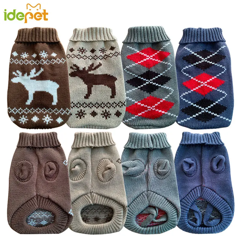 Свитера для домашних собак зимняя трикотажная одежда животных маленьких теплый