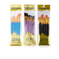 10pcs nylon paint brush professional watercolor acrylic oil painting wooden handle painting brushes art supplies stationery