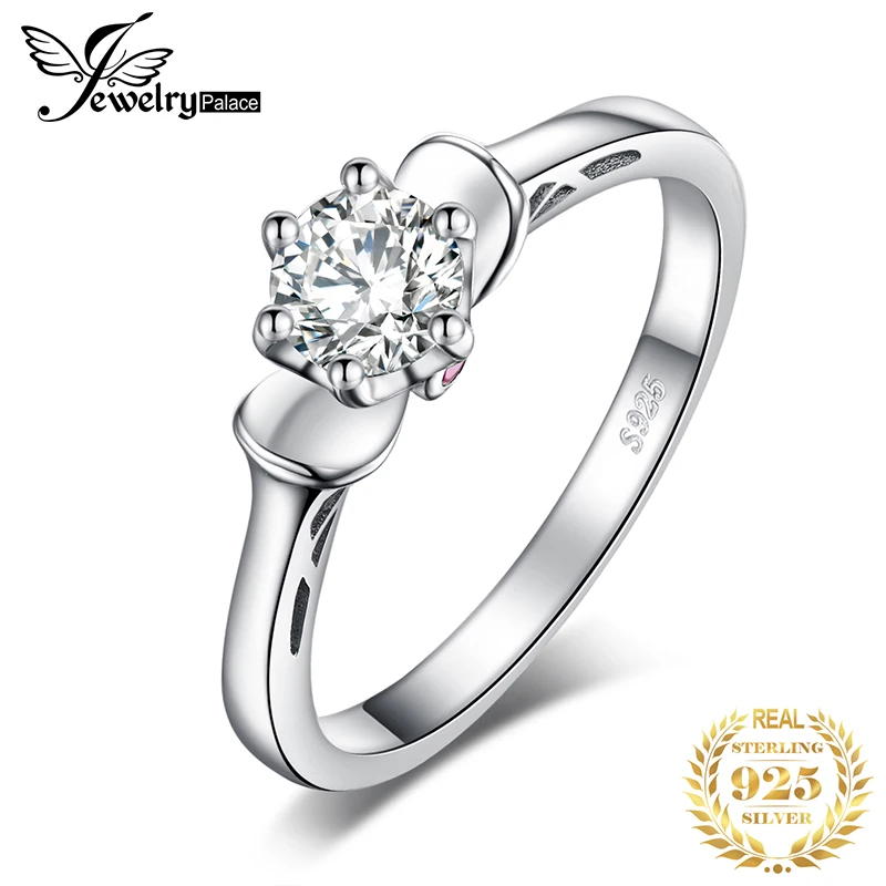 JewelryPalace цветок Blossom 0.8ct кубического циркония Solitaire обручение кольцо 925 пробы