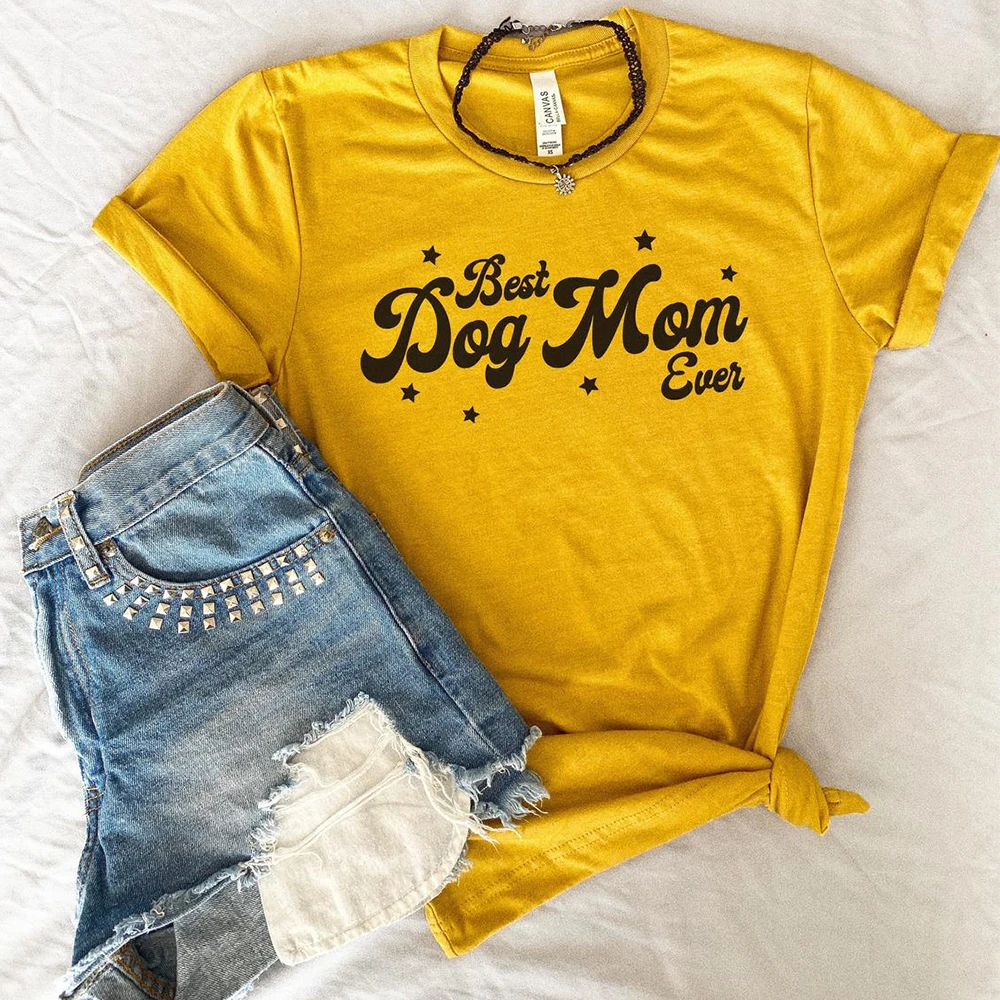 

Hillbilly Best Dog Mama Ever Funny Print Women Graphic Tees Short Sleeve Cotton Summer Tops Plus Size Loose Gift Shirt For Mom