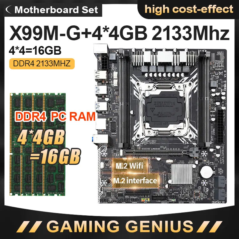 Billig X99 Desktop Motherboard LGA 2011-3 LGA2011-3 Mit DDR4 4*4GB 2133Mhz PC M.2 NVME WIFI Slot Unterstützung Dual-kanäle SATA 3,0 USB 3,0