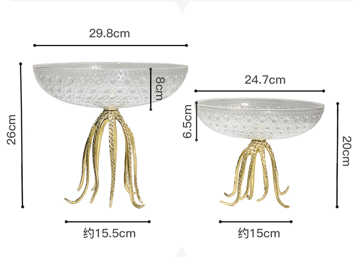 Роскошная металлическая статуя в форме осьминога домашняя стеклянная тарелка
