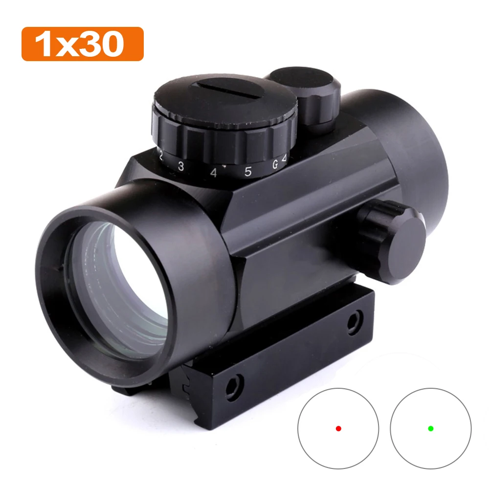 Тактический красный зеленый точечный прицел голографический 1x30 охотничий