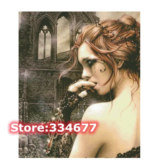 

Waiting Woman Girl selfhood Sewing kit Top Quality Embroidery Needlework 14CT Unprinted Art Cross Stitch Kits DIY Handmade Decor