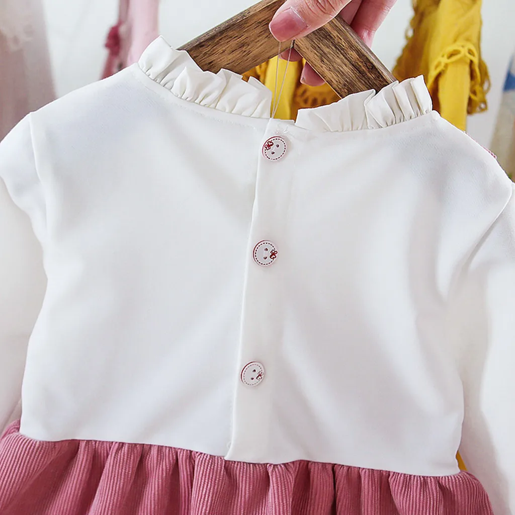 Новинка 2020 года Весеннее платье для девочек Платье принцессы Однотонное