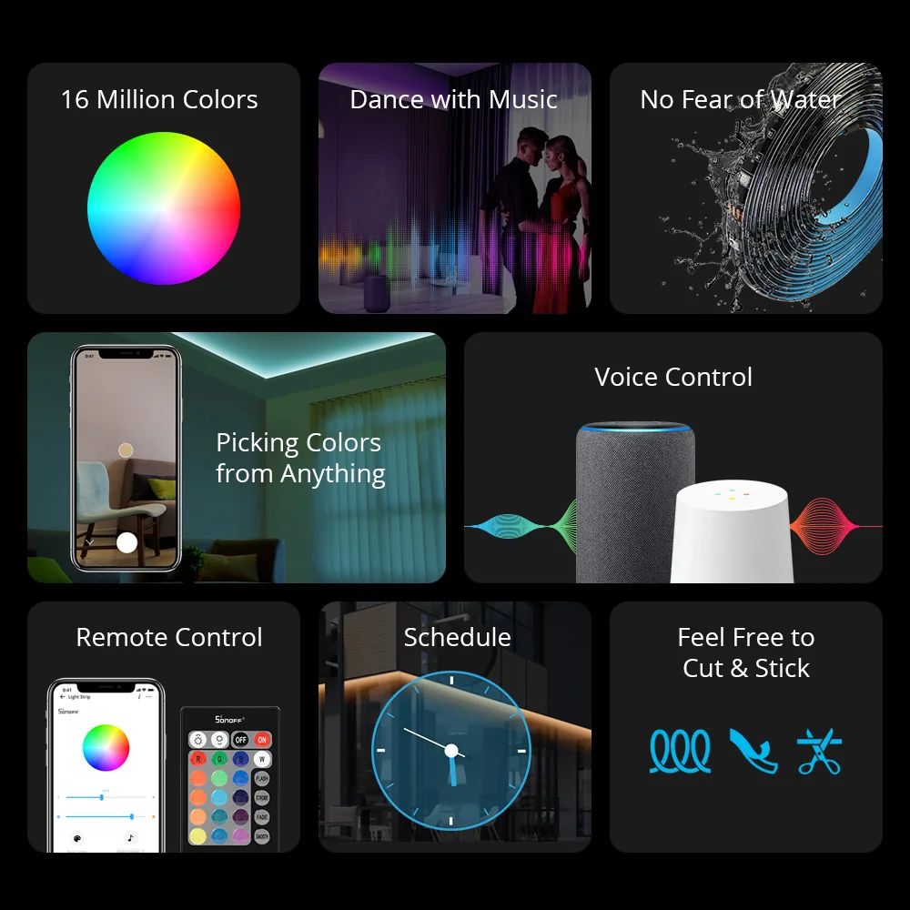 Светодиодная RGB лента ITEAD SONOFF L1 приглушаемая водонепроницаемая цветная Гибкая