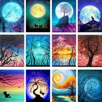 5d diy moon landscape full square drill diamond painting colorful handmade cross stitch embroidery mosaic home room wall decor