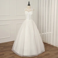 jiayigong white ivory tulle wedding dresses o neck sleeveless applique a line floor length bridal dress marriage custom size