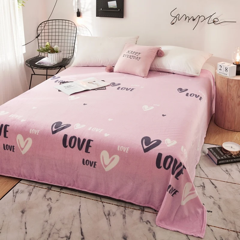 LREA плед одеяло из кораллового флиса розовый lovingheart очень теплый мягкий плед зима на диван кровать самолет путешествия покрывала одеяла