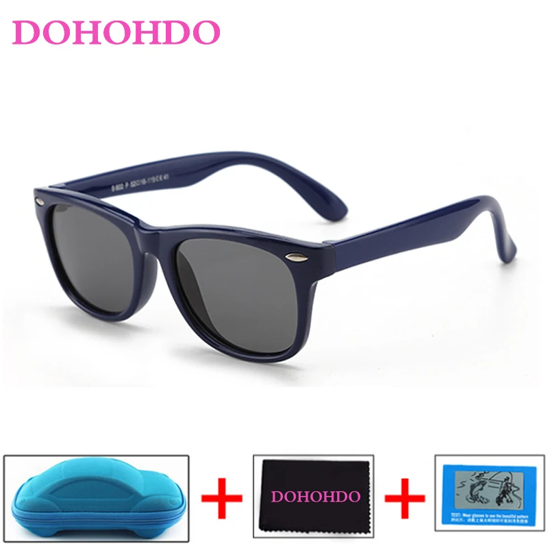 

DOHOHDO New Kids Boys TR90 Unbreakable Polarized Sunglasses Children Girl Safety UV400 Mirror Sun Glasses Sport Oculos With Case