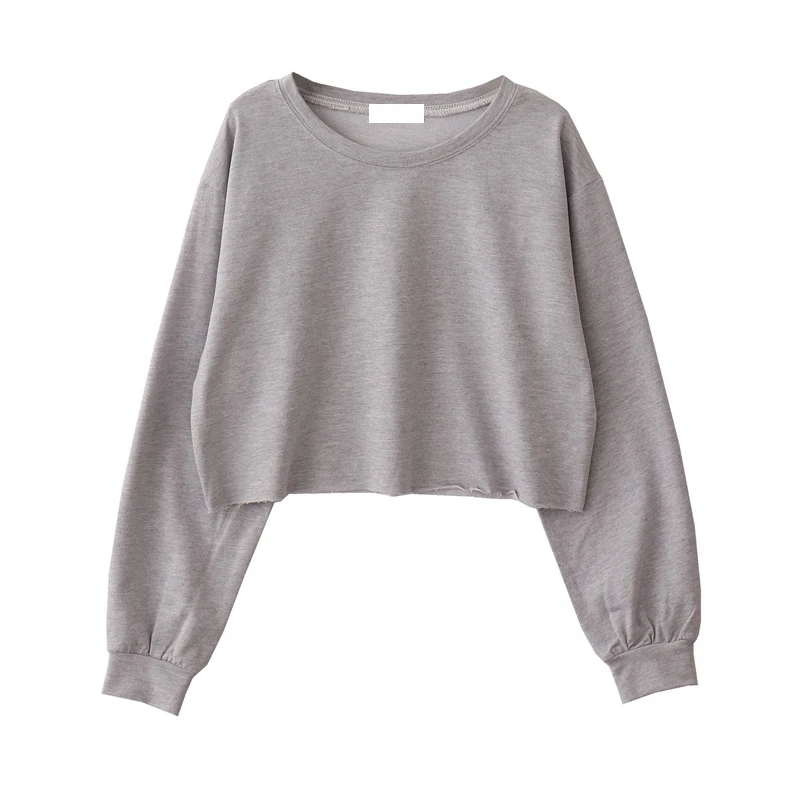 

Свитшот женский в Корейском стиле, укороченный худи в стиле Харадзюку, винтажная Повседневная Уличная одежда с круглым вырезом, серый пулов...