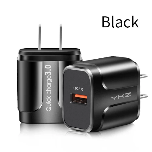 Black US Plug YKZ зарядное устройство для мобильного телефона Быстрая зарядка QC 3,0 4,0 18 Вт Быстрая зарядка ЕС США вилка адаптер настенное USB зарядное устройство для iPhone samsung Xiaomi - Тип штекера: Black US Plug