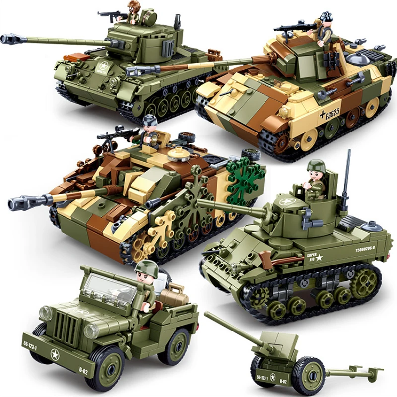 

Sluban WW2 Normandy Landings Army Weapons Model Sets Building Blocks Military Armed Tank Vehicles Plane DIY Assembly Bricks Toys