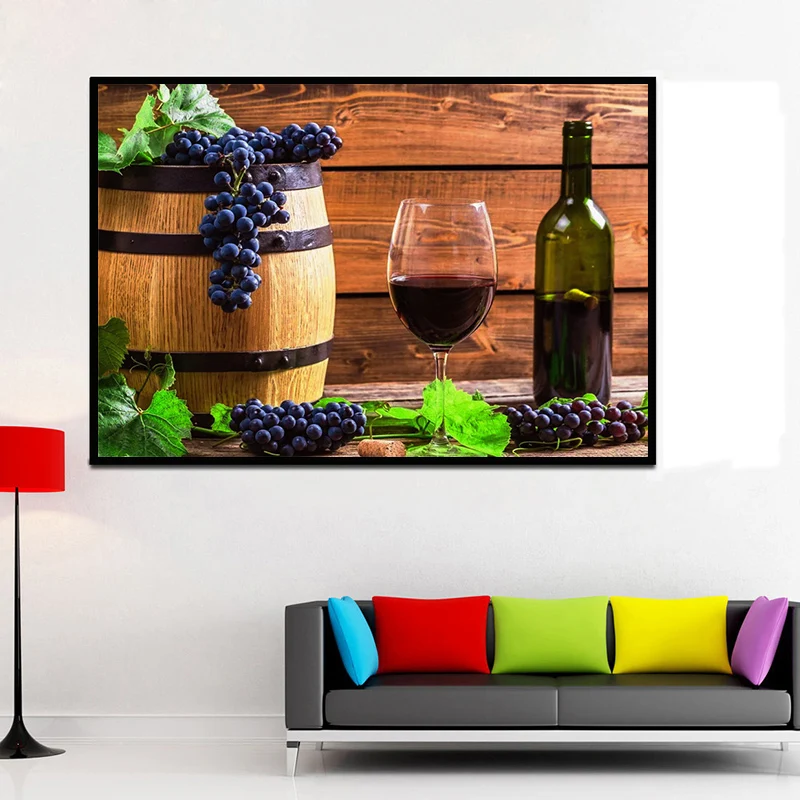 Алмазная 5D картина с виноградом винным бокалом вышивка крестиком мозаика для