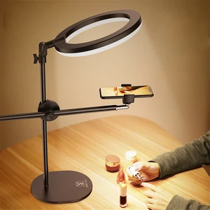 monopod mount bracket with led ring flash light lamp tabletop stand tripods with mobile phone holder overhead shot for nail art free global shipping