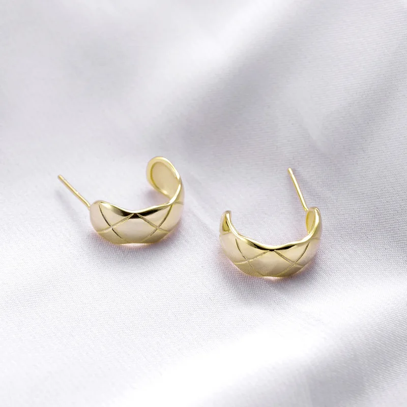 Женские волнистые серьги-гвоздики с-образной формы из стерлингового серебра 925