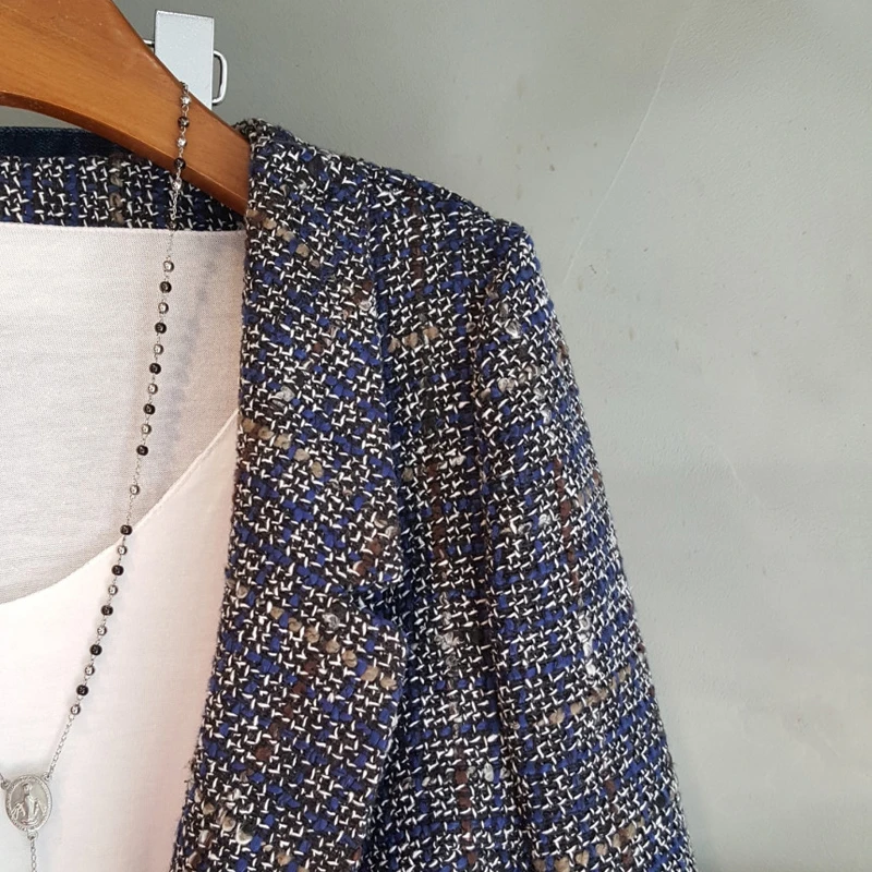 TWOTWINSTYLE клетчатый лоскутный блейзер с кисточками для женщин Зубчатый