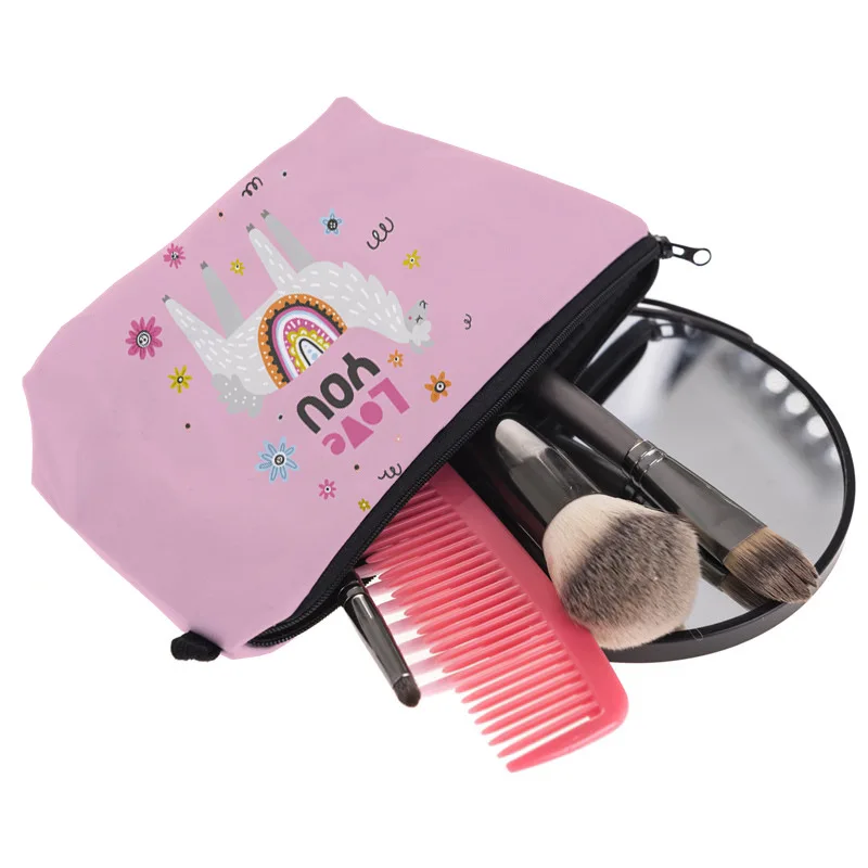 

Lovely Printed Alpaca Cosmetics Organizer Bag Portable Women's Makeup Bag Fashion Storage Bags for Women Small Toiletry Bag