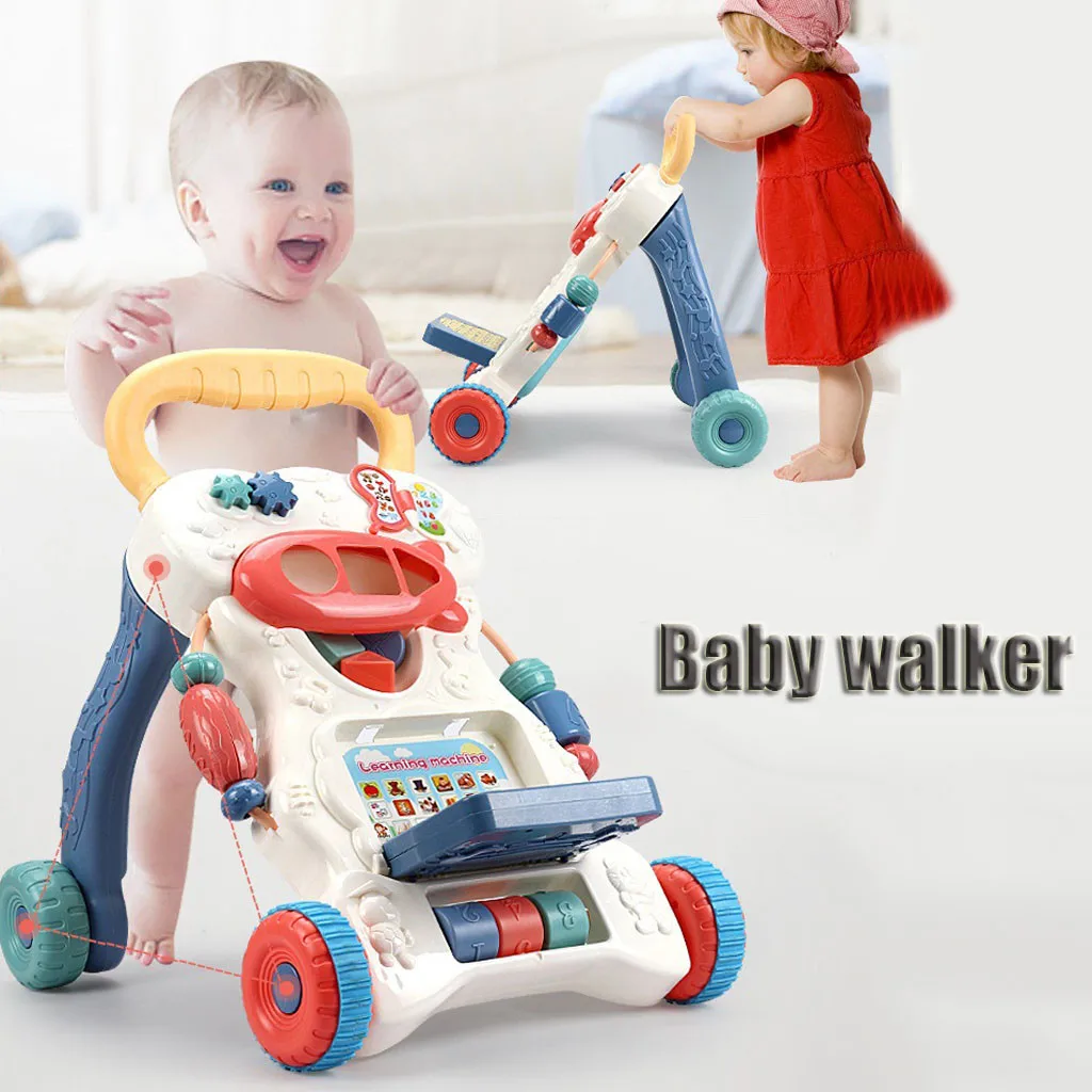 

Musical Walker with Adjustable Screw for Kid's Early Learning Toy GiftHigh Quality Baby Walker Toddler Trolley Sit-to-Stand ABS