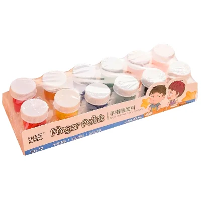 301-12colors MOKEELO 301/3080 каваи пигментная краска для пальцев Медведь Форма Набор для вышивания стразами безопасность экологически моющиеся граффити для ребенка - Цвет: 301-12colors
