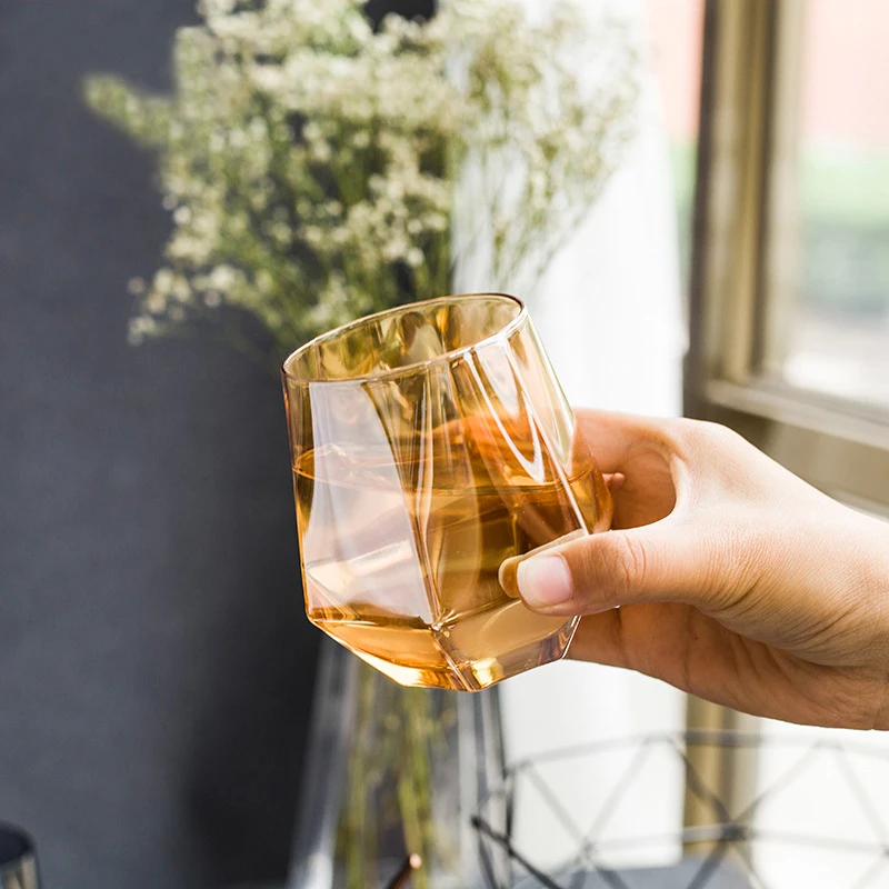 

Creative Crystal Glass Cup Geometric Diamond Whiskey Transparent Juice Beer Mug Home Bar Drinkware