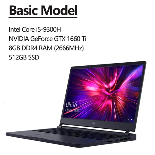 Basic Model Игровой ноутбук Xiaomi 15,6 дюймов i7-9750H/i5-9300H Hexa Core 8 ГБ/16 Гб ram 512 ГБ SSD GTX 1660 Ti/RTX 2060 - Цвет: Basic Model
