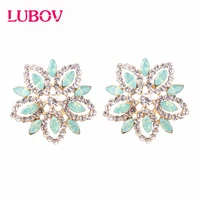lubov 2019 new korea exaggerate big flower earrings golden crystal opal stud earrings women friendly christmas gifts for girls