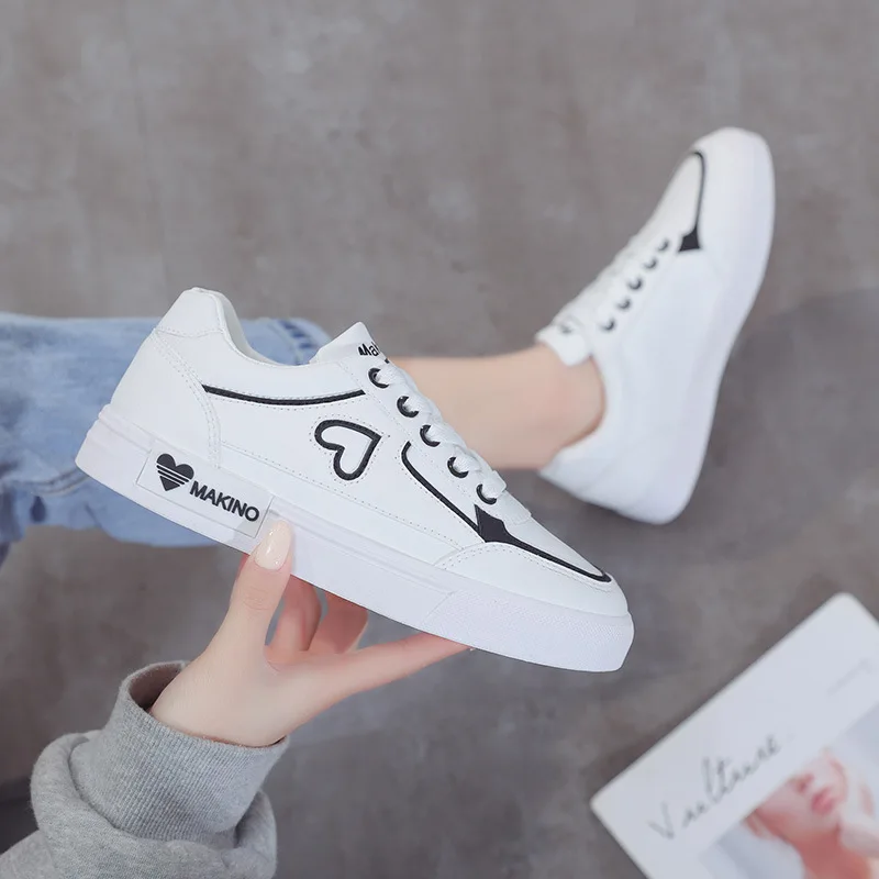 

Women's Vulcanize Shoes Spring New Casual Classic Solid Color PU Leather Shoes Women Casual White Shoes Sneakers 35-40