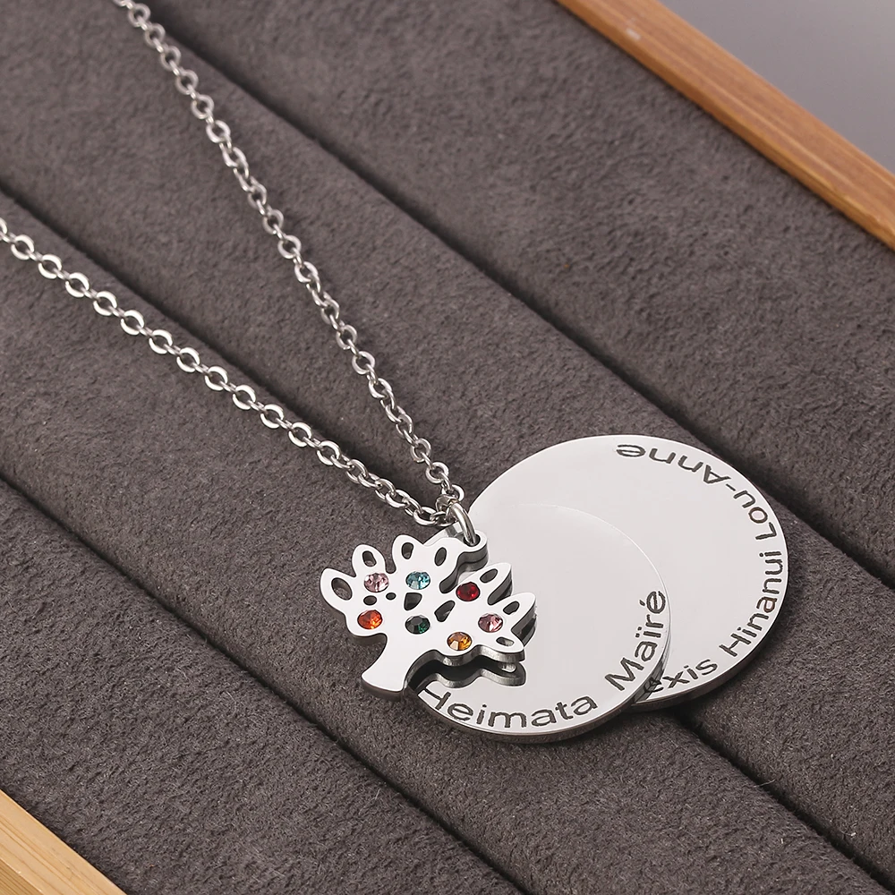 Филигранное круглое ожерелье с подвеской в виде семейного дерева камень жизни