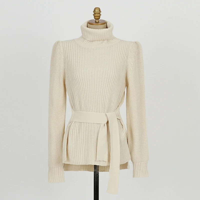 New 2020 Winter Turtleneck Sweater Women With Belt Pink Gray Beige Or Black Sweaters And Pullovers Thicken Warm Knitted | Женская одежда