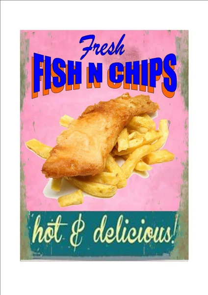 

American Retro Diner Metal Sign Fish & Chips Sign Chip Shop Sign Seafood Sign