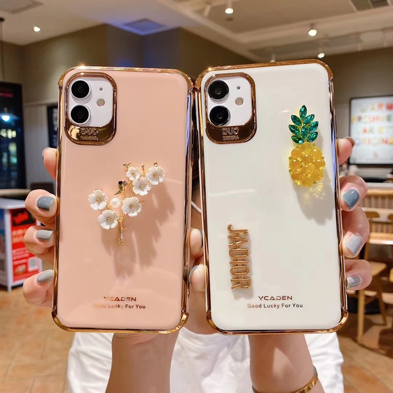 

Luxury Glitter Bling diamond plating Phone Case For iPhone 12mini 12Pro 11Pro XS Max XR 7 SE Cute Shockproof Silicone soft Cover