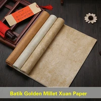 10 sheets handmade rice paper four six feet batik vintage golden millet xuan paper national exhibition of antique works paper