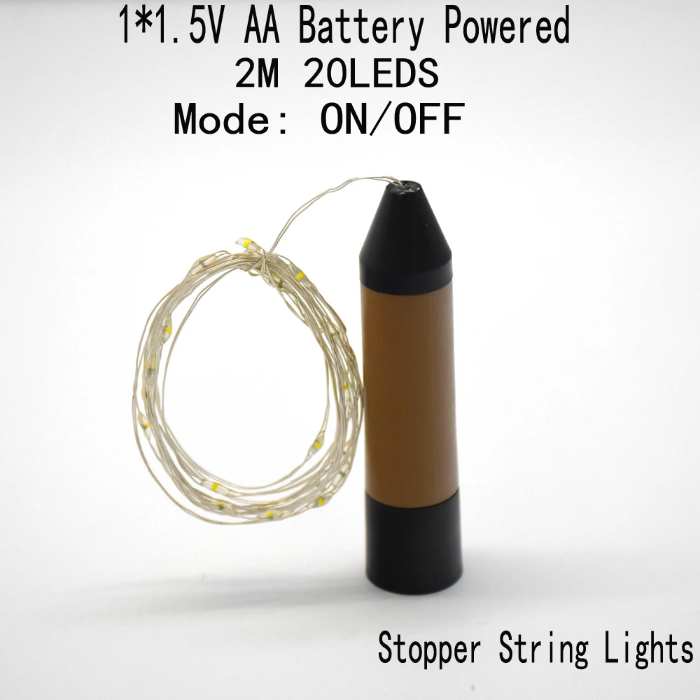 2 м 20 светодиодов яркая Сказочная мини-гирлянда с пробковым аккумулятором |