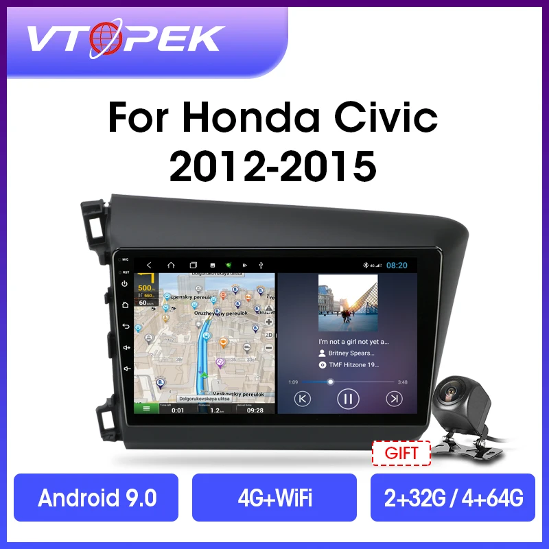 Мультимедийная магнитола Vtopek для HONDA CIVIC 2012-2015 стерео-система на Android с 9 &quotэкраном