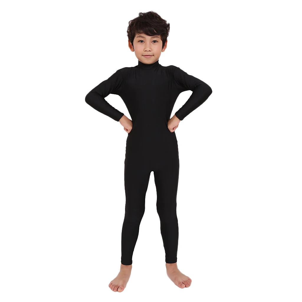 

One Piece Black Stretch Costume Unitard Tight Bodysuit Party Zentai for Kids